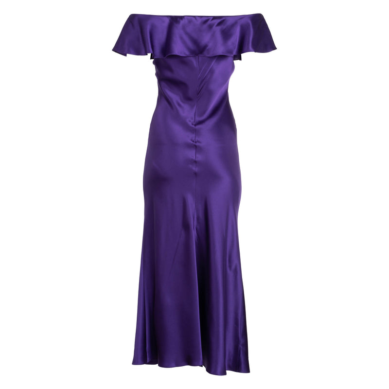 Off the Shoulder Violet Midi Dress