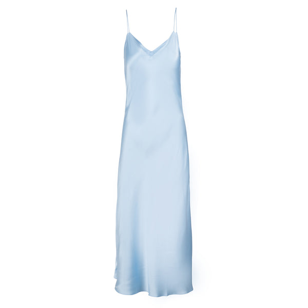 baby blue slip dress Midi Always appropriate The Wrap Dress is dramatic train SIZE:48/LO
