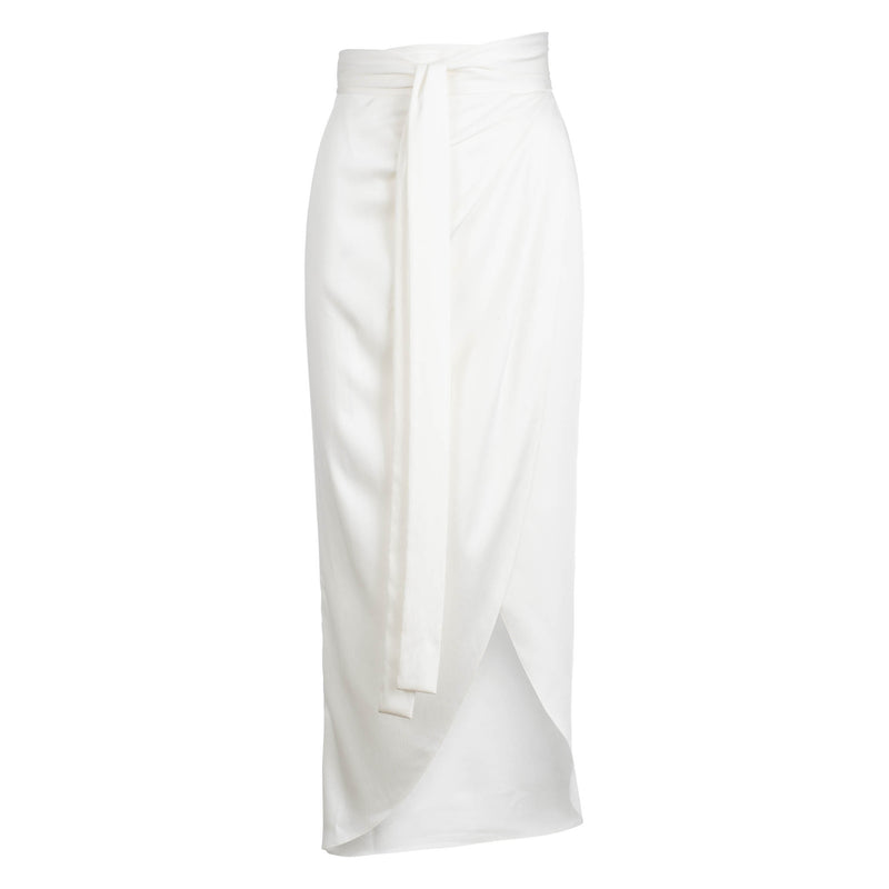 Ivory Wrap Midi Skirt