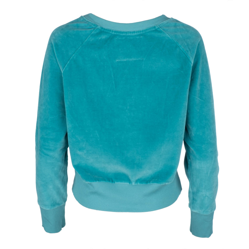 Neon Turquoise Velour Raglan Sweatshirt - Dannijo