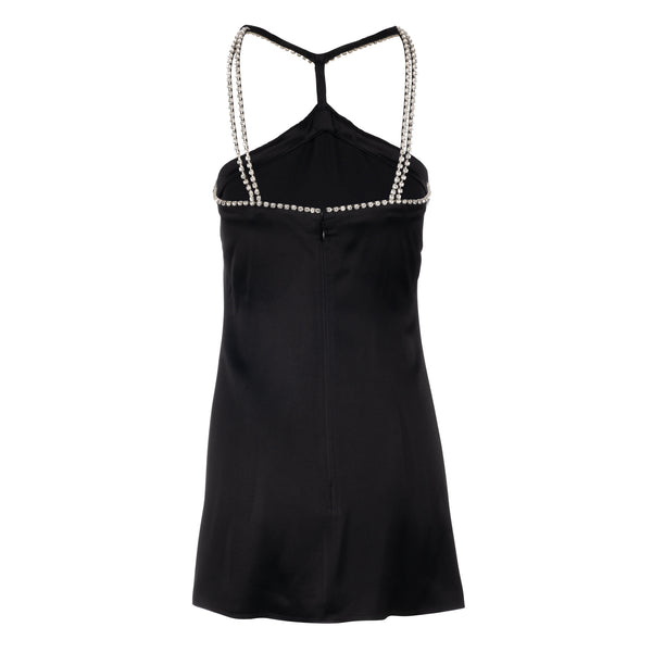 Embellished Black A-Line Mini Dress