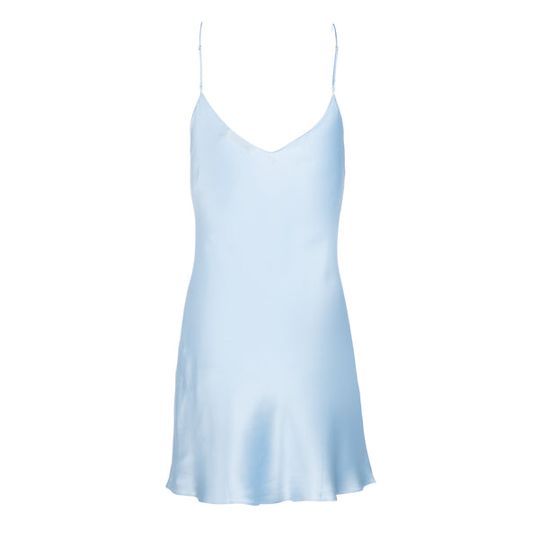 knee length dresses for ladies Navy blue mini satin slip dress 'Pure' main image 1