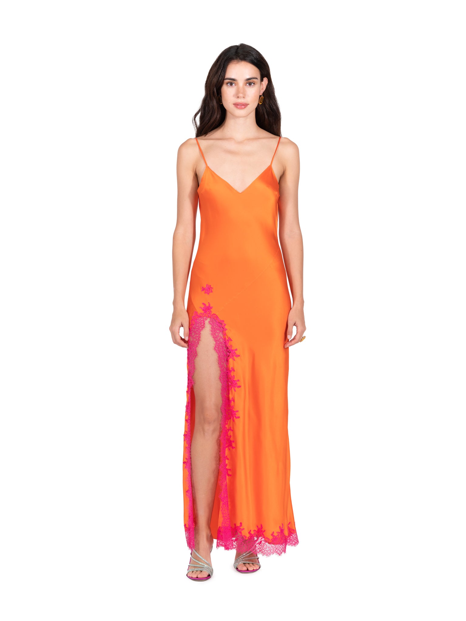 tangerine lace dress Grace Lace Silk Dress
