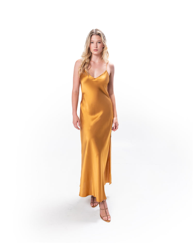 New Bronze Mossy Maxi Slip Dress