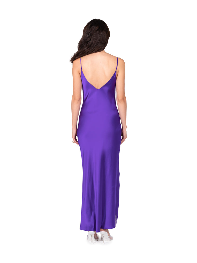 Ultra Violet Lace Applique High Slit Tea Length Slip | Dannijo Ultra Violet Lace Applique High Slit Tea Length Slip | Dannijo