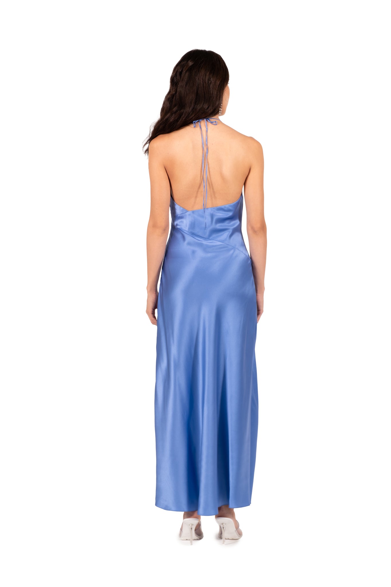 Cornflower Blue High Slit Deep V Halter Maxi | Dannijo Cornflower Blue High Slit Deep V Halter Maxi | Dannijo
