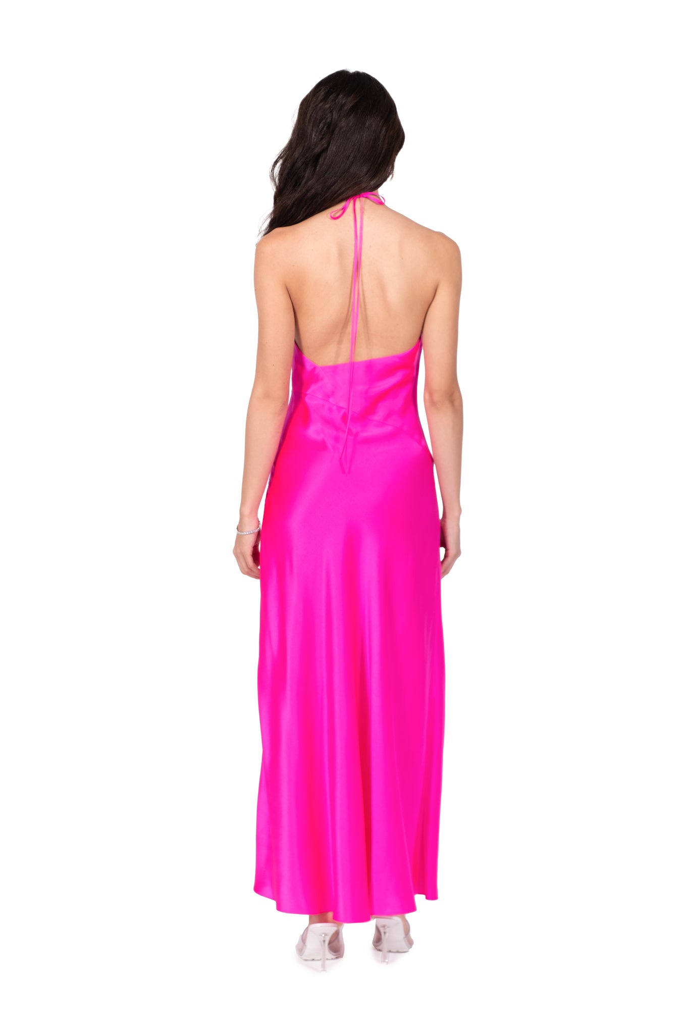 Hot Fuchsia High Slit Deep V Halter Maxi | Dannijo Hot Fuchsia High Slit Deep V Halter Maxi | Dannijo