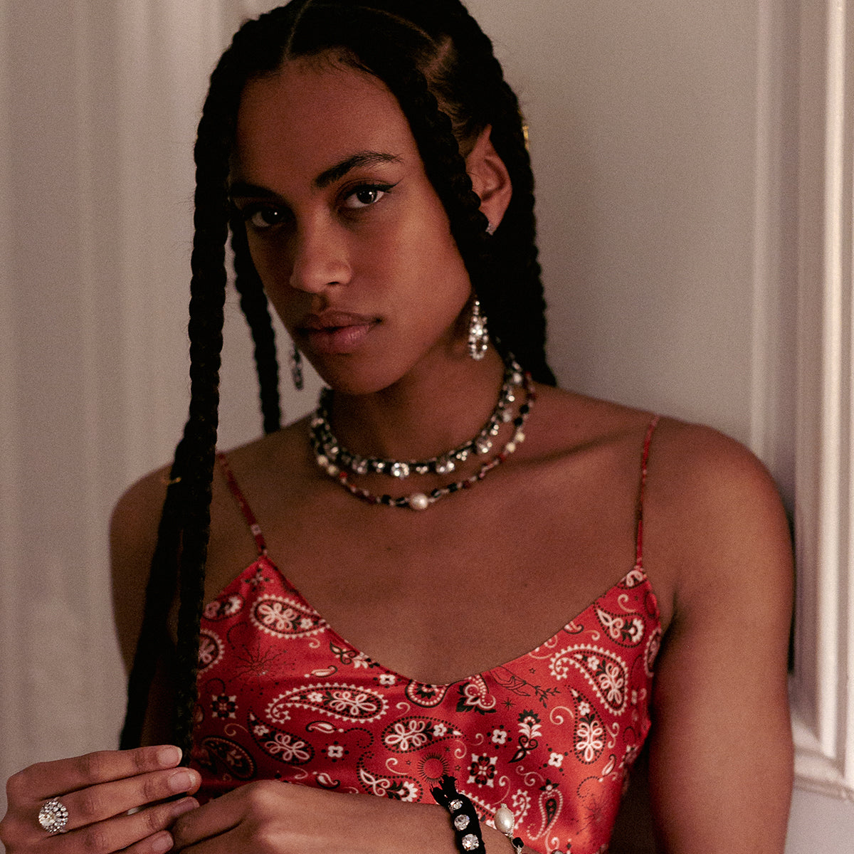 Red Bandana Midi Slip Dress | Dannijo Red Bandana Midi Slip Dress | Dannijo