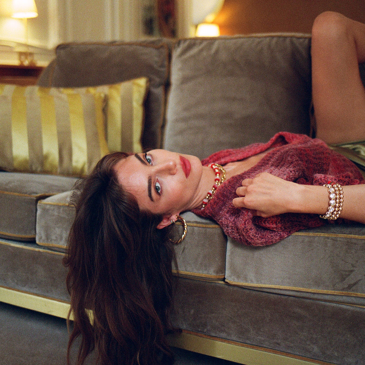 Rust Mohair V-Neck Pullover - Dannijo