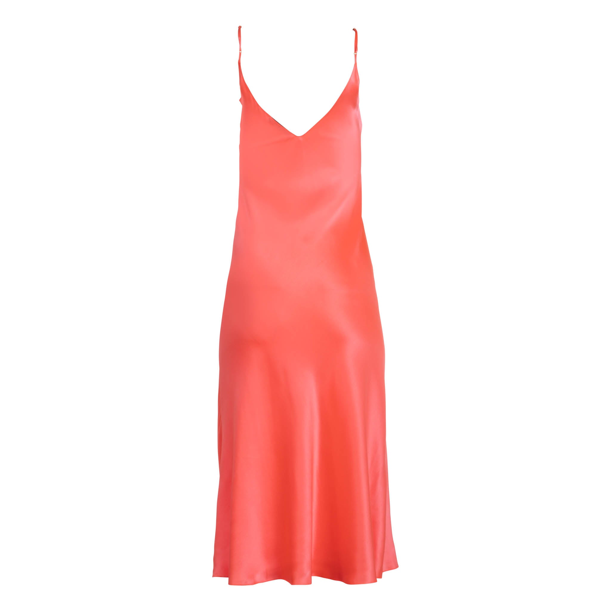 neon salmon dress La Femme Strappy Long Neon Coral Prom Dress