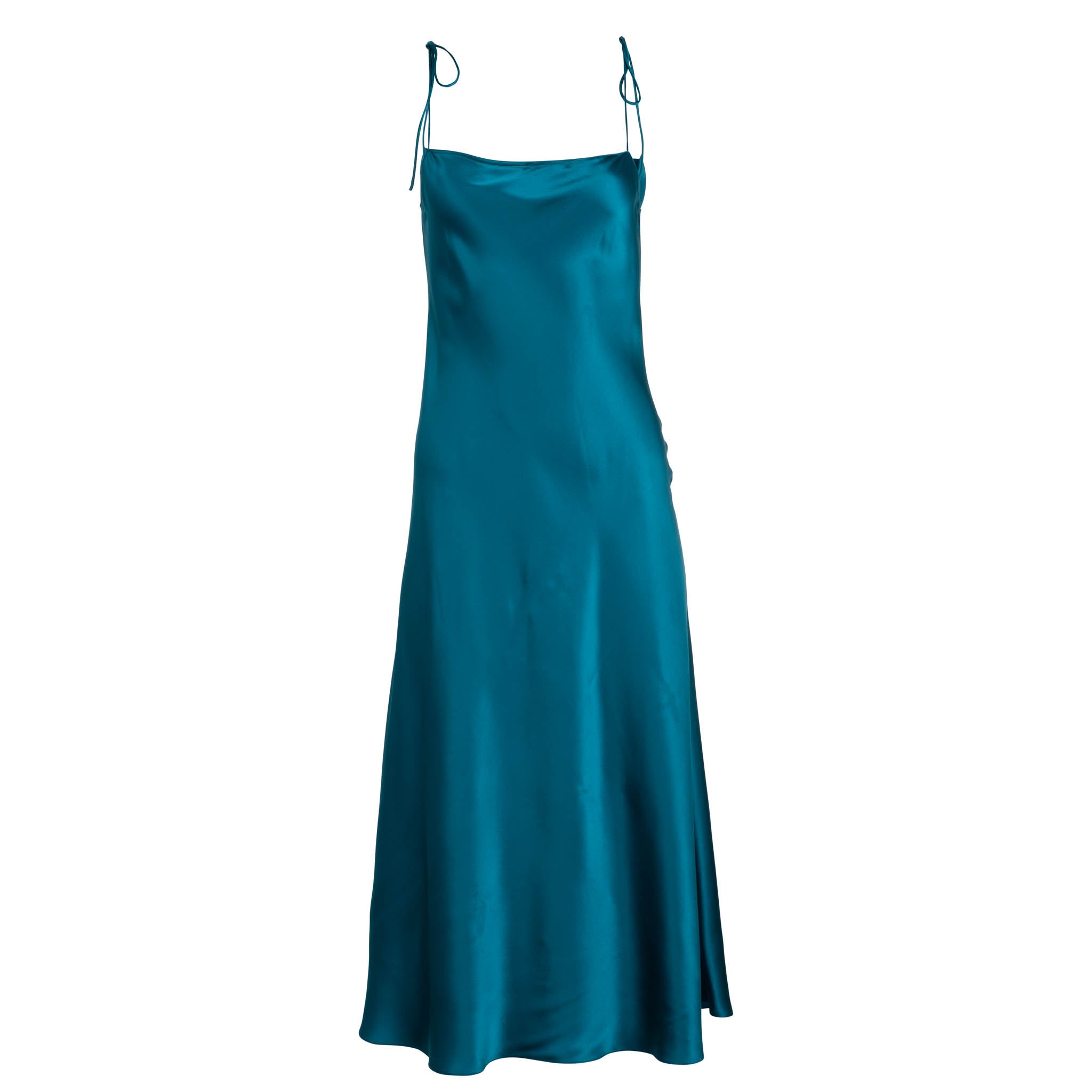 Tie Strap Teal Midi Slip Dress Dannijo