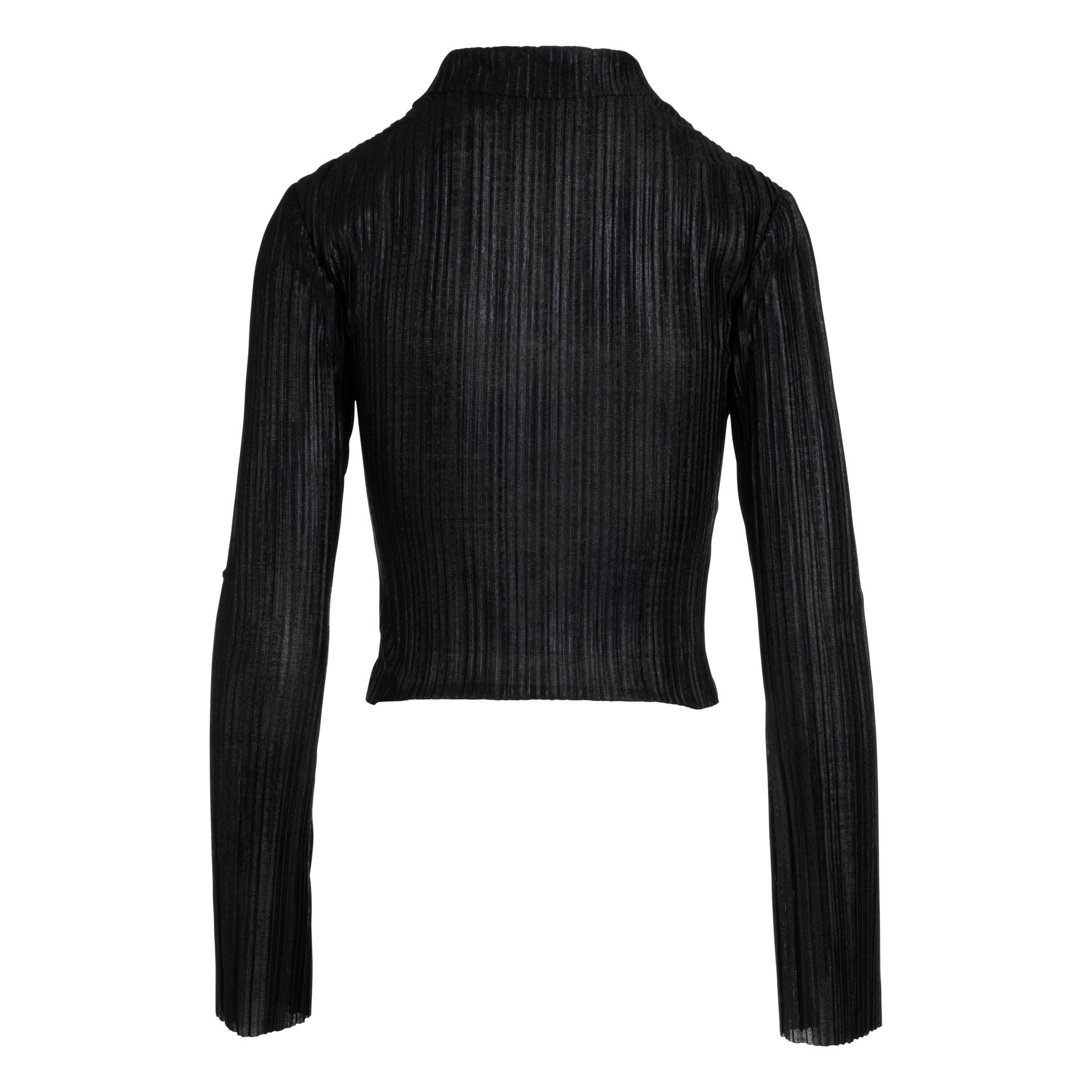Noir Long Sleeve Pleated Polo Top