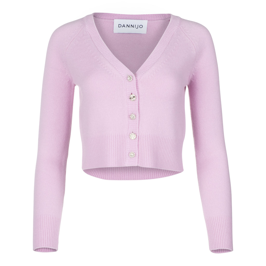 Mauve V-Neck Cropped Cardigan | Dannijo