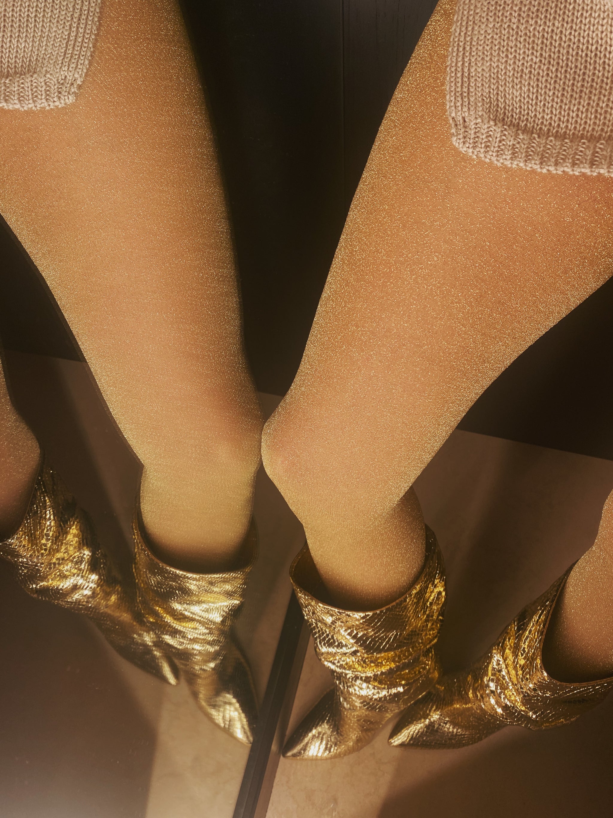 Boboli - Girls Gold Cotton Glitter Tights