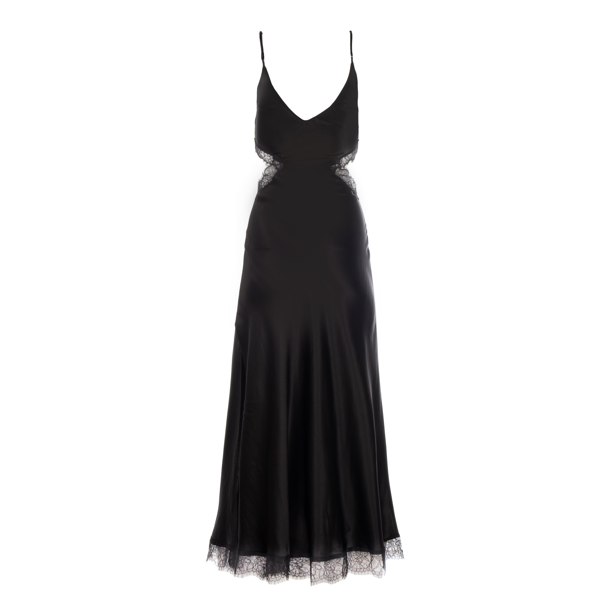 Black Lace Cut-out Long Silk Slip Dress | Dannijo Black Lace Cut-out Long Silk Slip Dress | Dannijo
