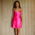 Acid Pink Lace-Trim Mini Slip Dress