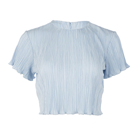 Blue Pleated Crop Top - Dannijo