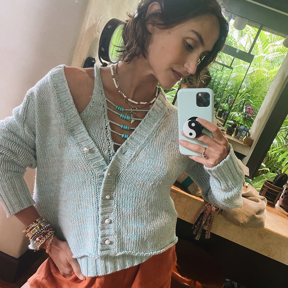 Blue Cotton Crochet Beaded Tank - Dannijo