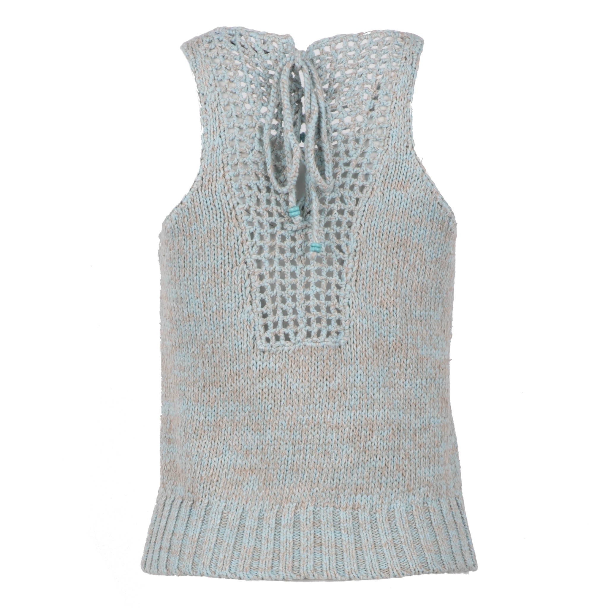Blue Cotton Crochet Beaded Tank - Dannijo