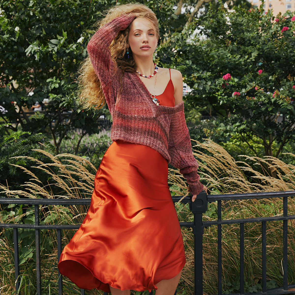 Rust Mohair V-Neck Pullover - Dannijo