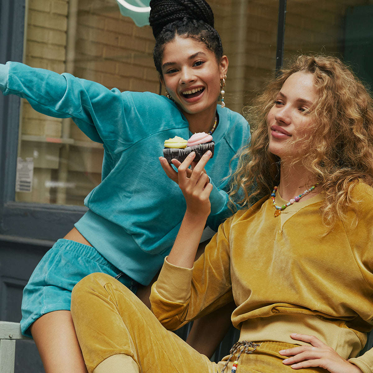 Neon Turquoise Velour Raglan Sweatshirt - Dannijo