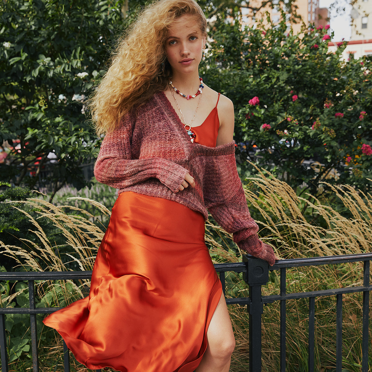 Rust Mohair V-Neck Pullover - Dannijo