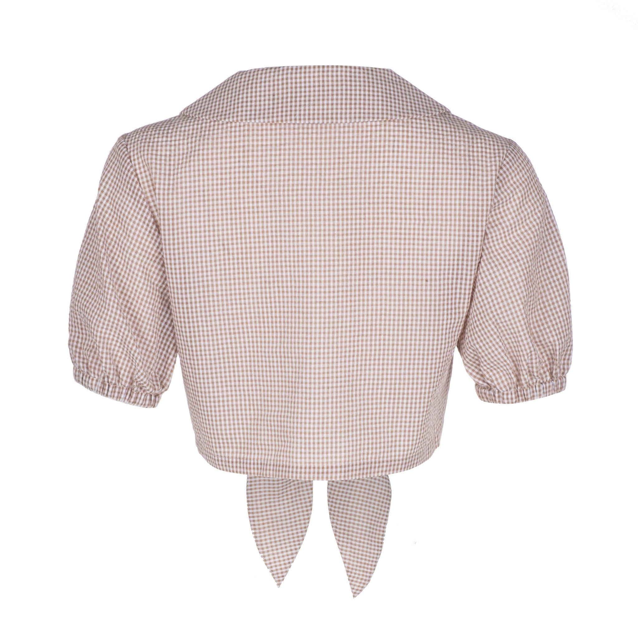 Gingham Cropped Puff Sleeve Top - Dannijo