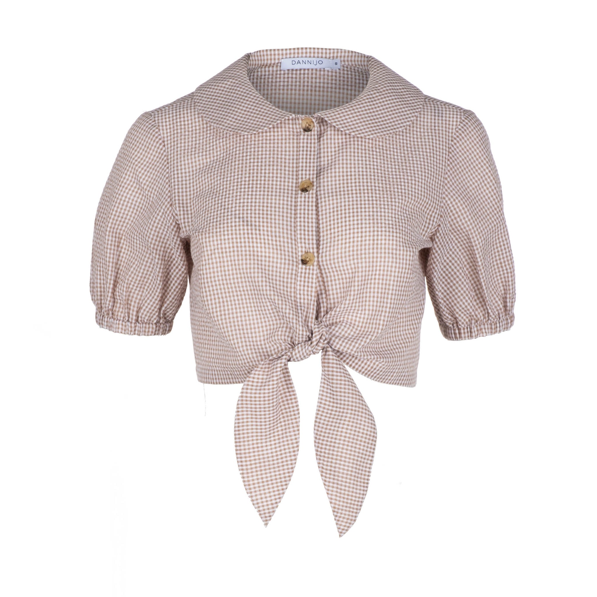Gingham Cropped Puff Sleeve Top - Dannijo