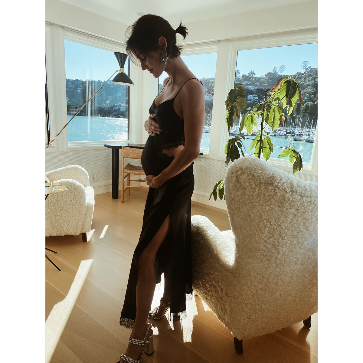 Black Lace Cut-out Long Silk Slip Dress | Dannijo Black Lace Cut-out Long Silk Slip Dress | Dannijo