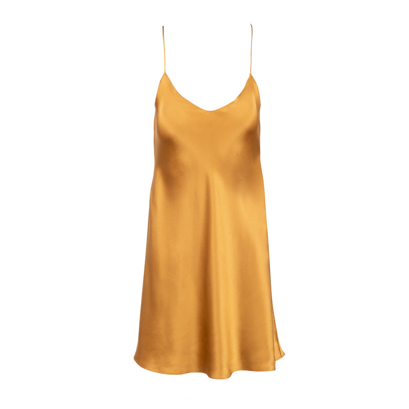 New Bronze Mini Slip Dress