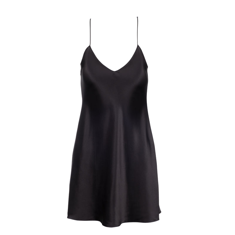 black silk mini slip dress Freudian Silk Mini Slip Dress