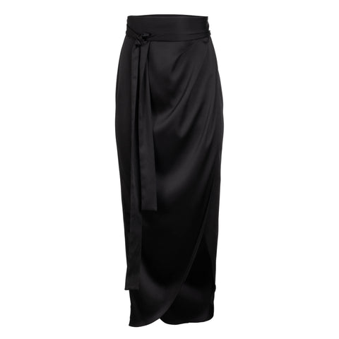 Noir Wrap Midi Skirt