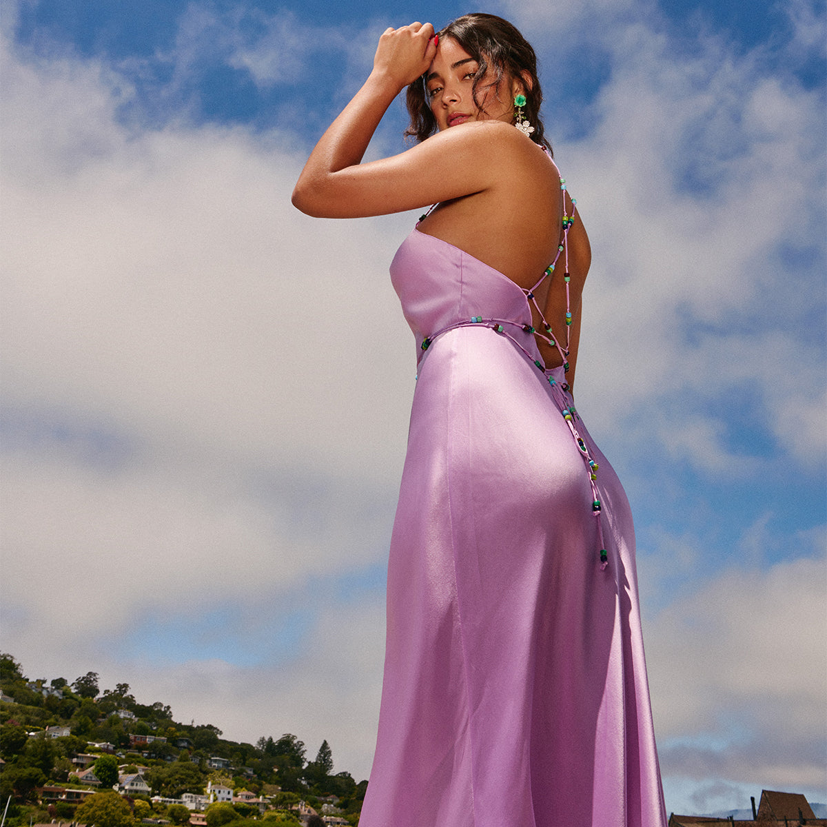 Purple Haze Beaded Strap Midi Slip Dress | Dannijo Purple Haze Beaded Strap Midi Slip Dress | Dannijo