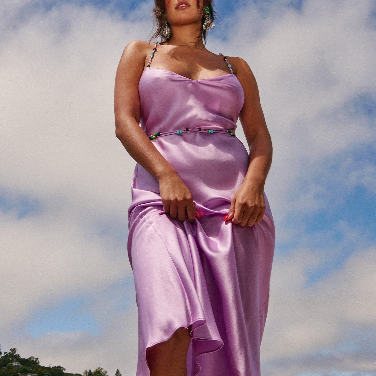 Purple Haze Beaded Strap Midi Slip Dress | Dannijo Purple Haze Beaded Strap Midi Slip Dress | Dannijo