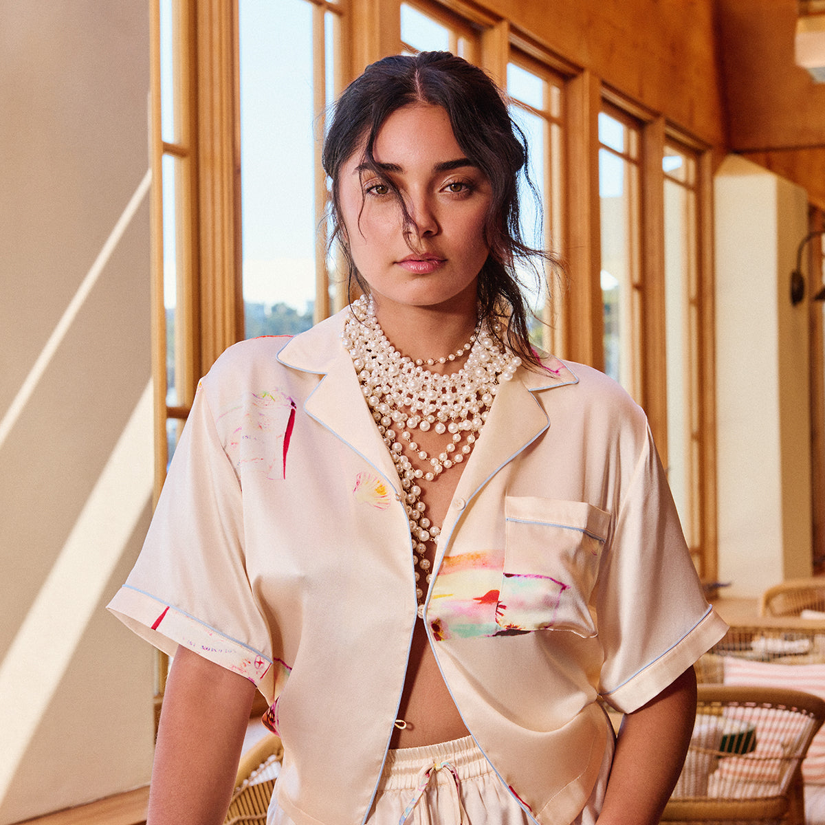 Vignette Print Bowling Shirt