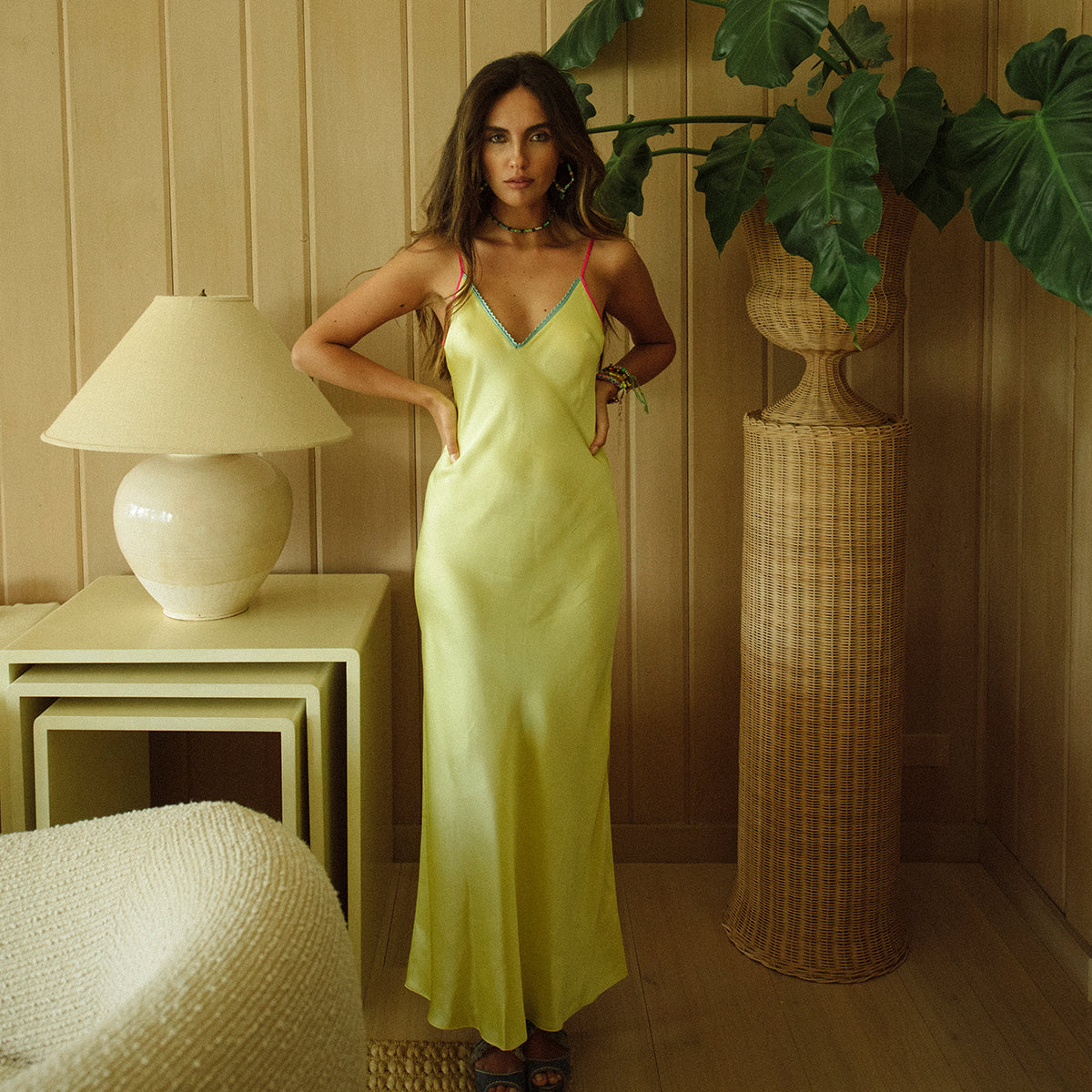 Citron Lace-Trim Maxi Slip Dress | Dannijo Citron Lace-Trim Maxi Slip Dress | Dannijo