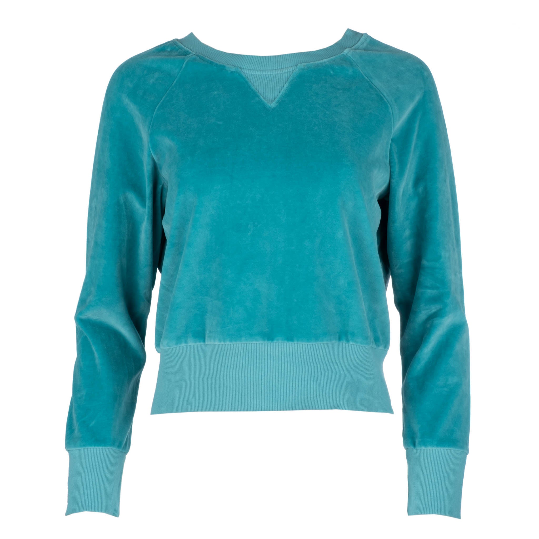 Neon Turquoise Velour Raglan Sweatshirt - Dannijo
