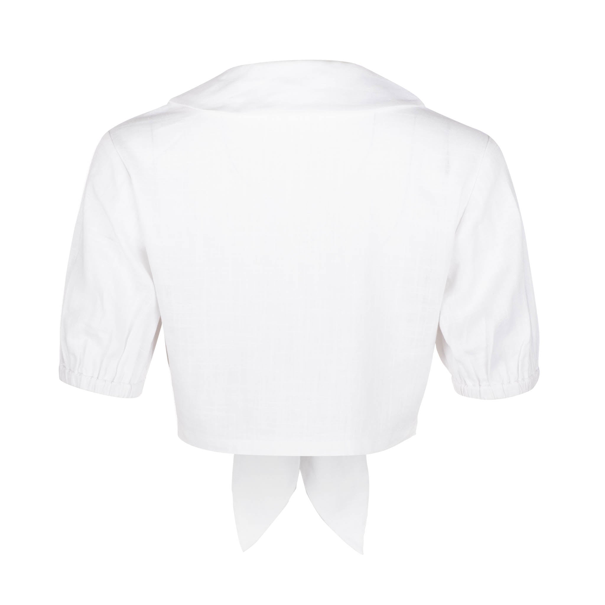 White Cropped Puff Sleeve Top - Dannijo