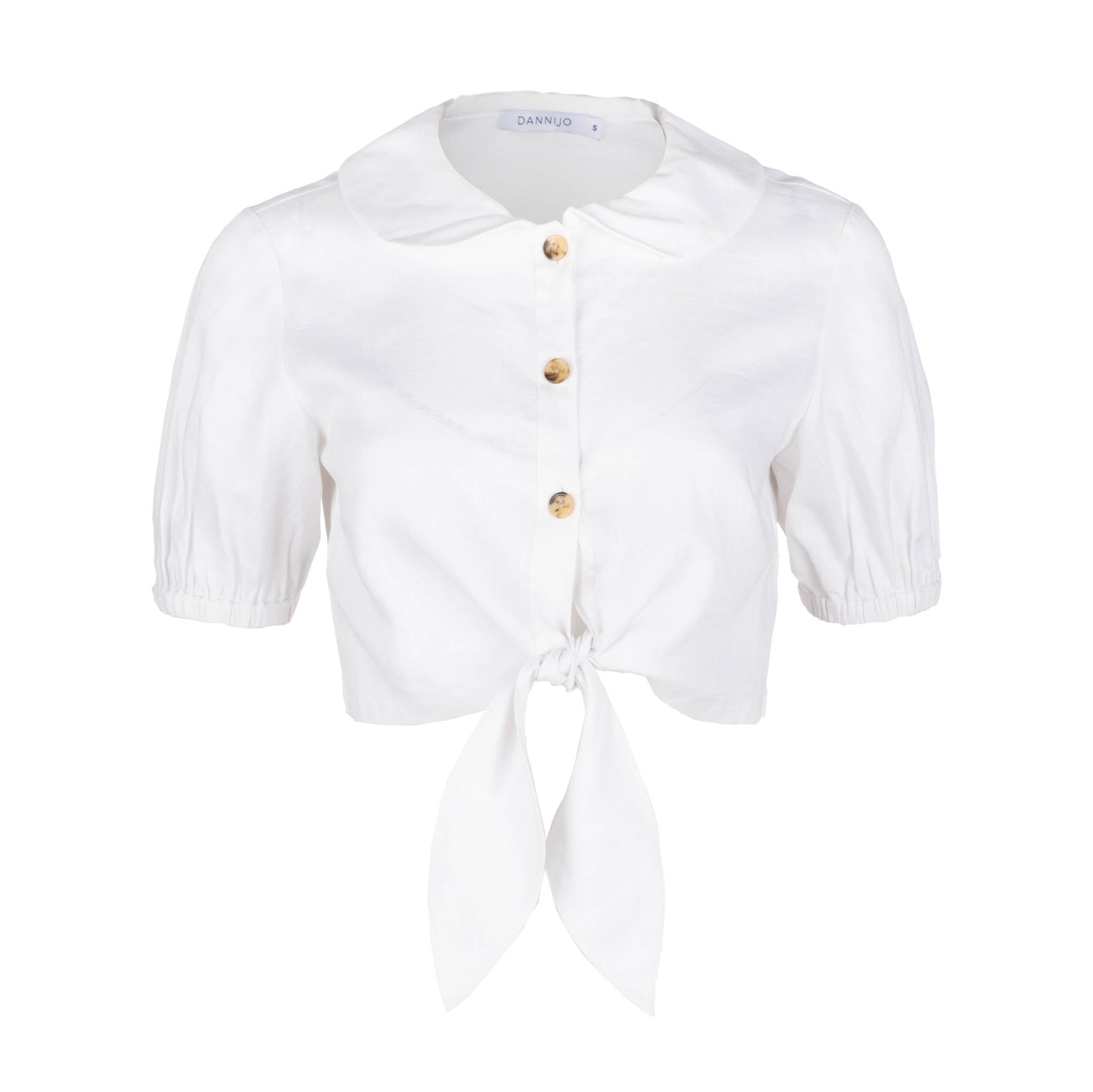 White Cropped Puff Sleeve Top - Dannijo