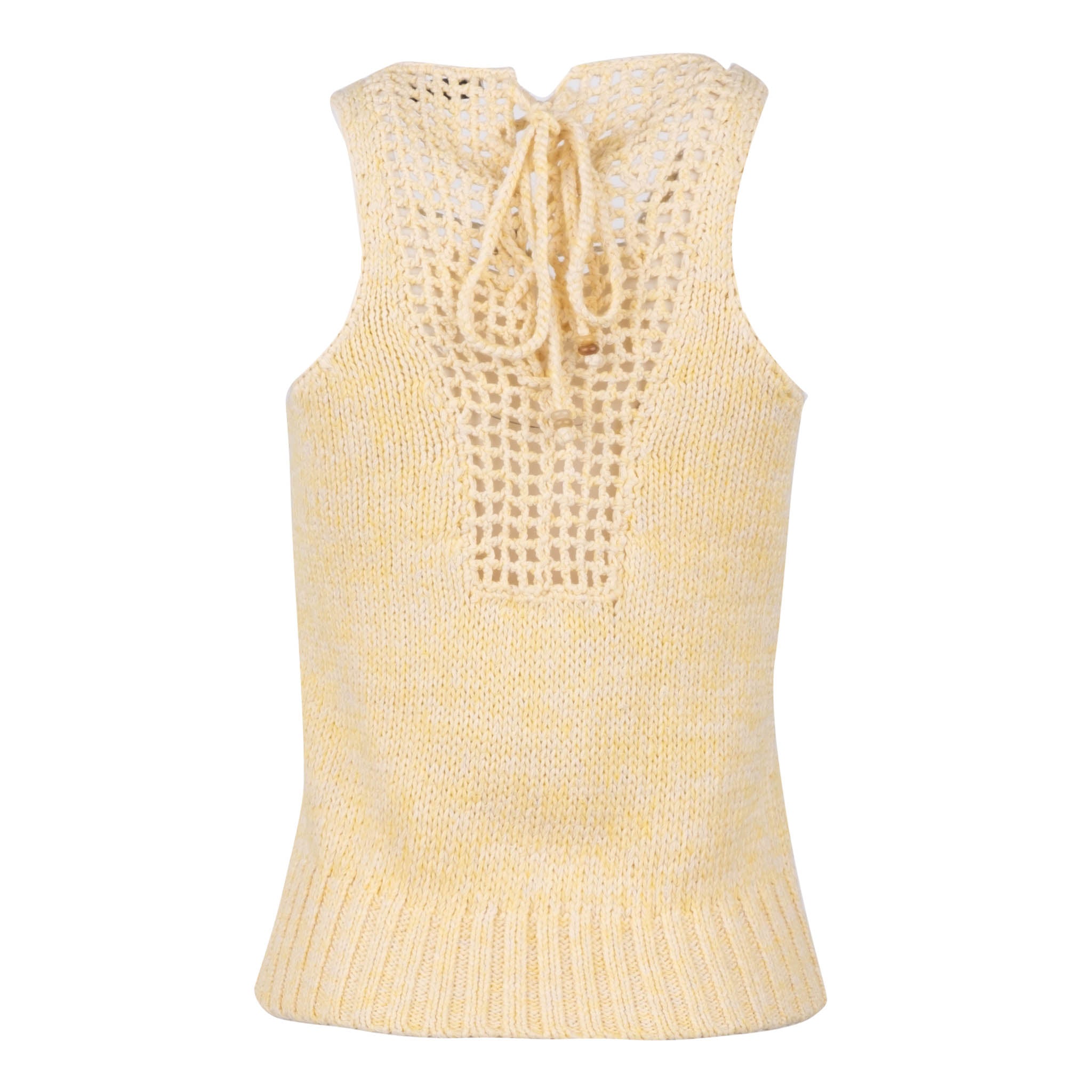 Yellow Cotton Crochet Beaded Tank - Dannijo