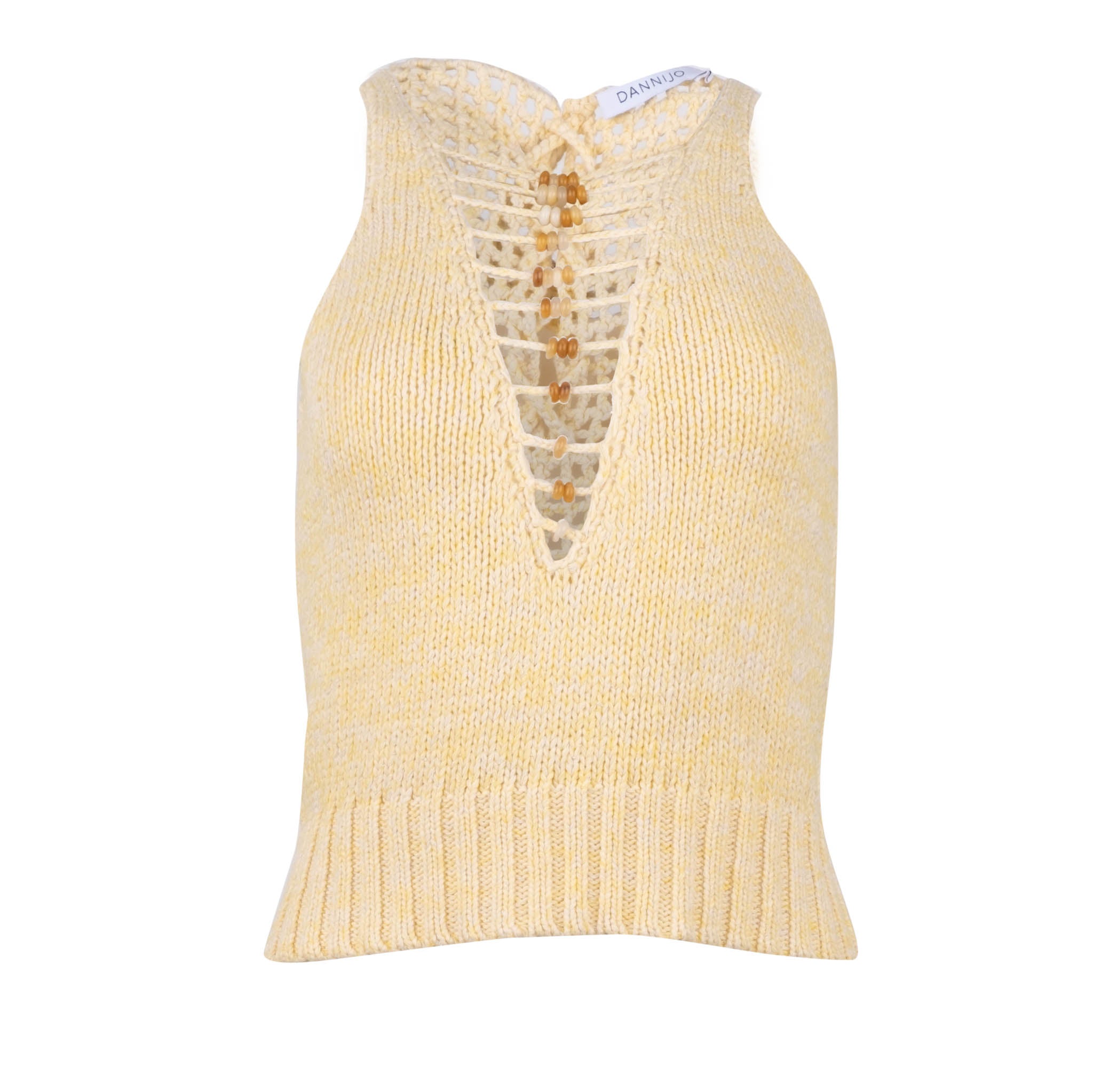 Yellow Cotton Crochet Beaded Tank - Dannijo