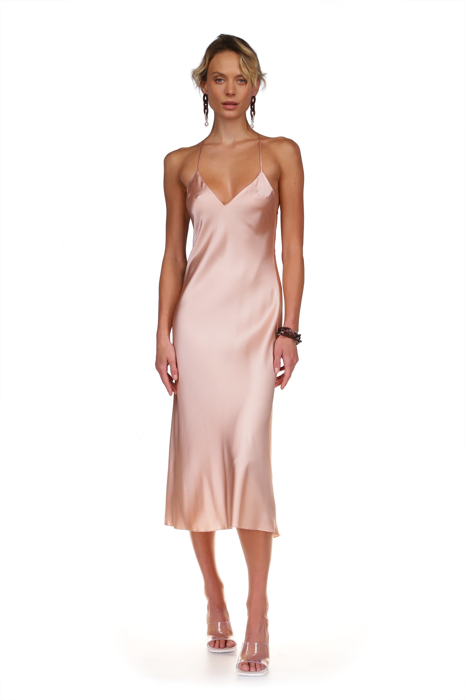 Dusty Rose Open Back Cross Strap Midi Dress | Dannijo Dusty Rose Open Back Cross Strap Midi Dress | Dannijo