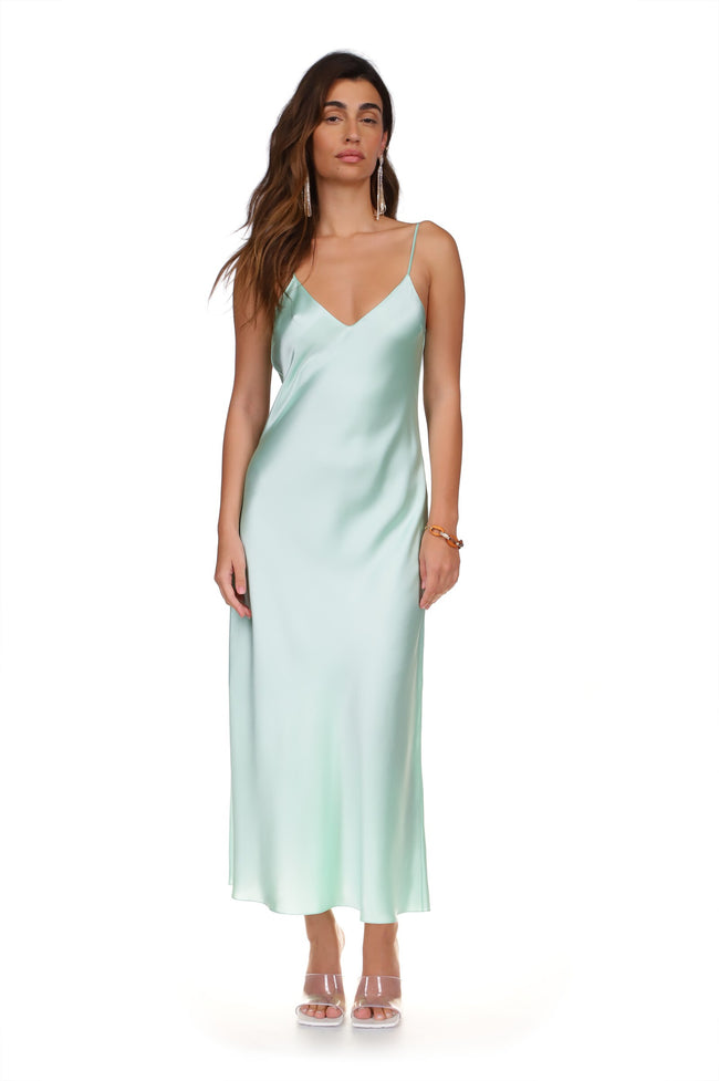 dannijo Mint Tea Length Bias Slip