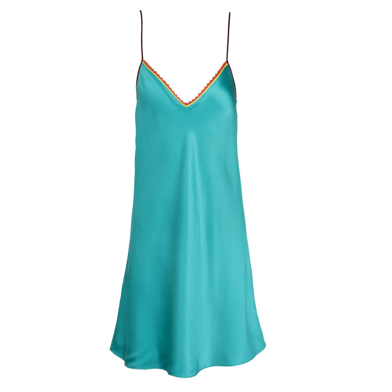 Neon Turquoise Lace-Trim Mini Slip Dress | Dannijo Neon Turquoise Lace-Trim Mini Slip Dress | Dannijo