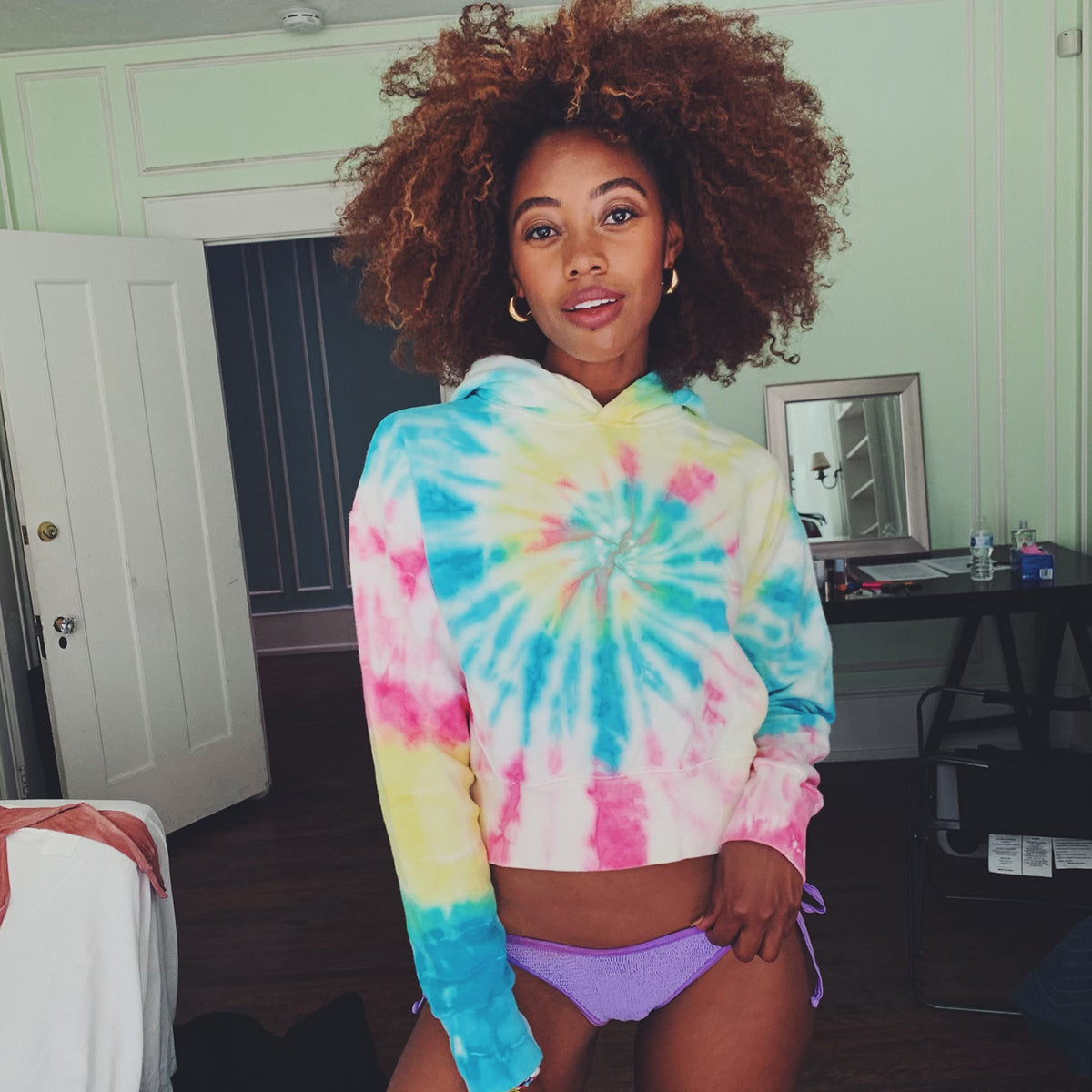 Multi Tie Dye Cropped Hoodie - Dannijo