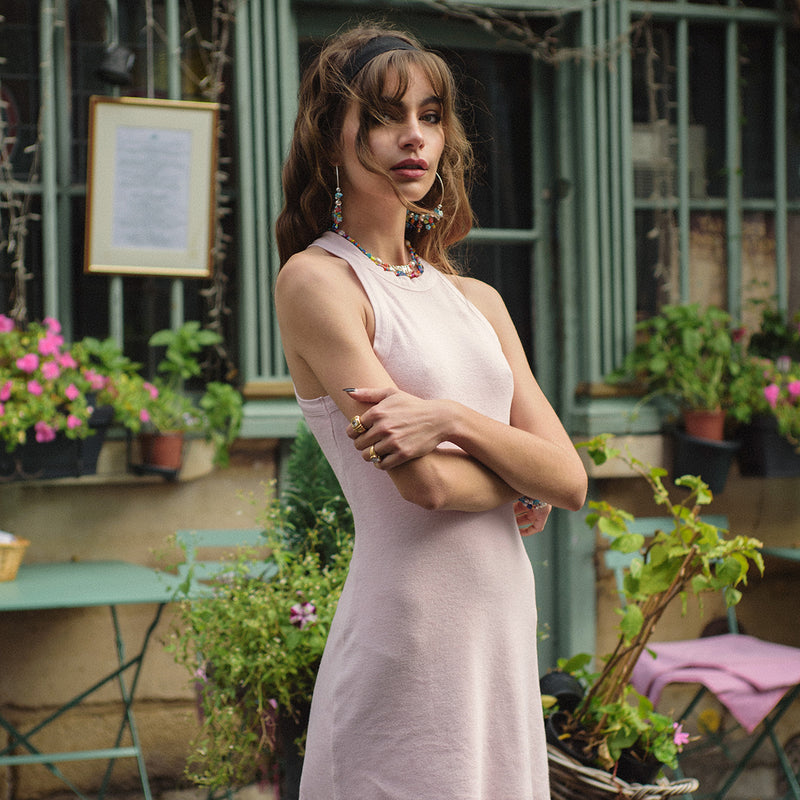 Ice Pink High Neck Terry Tank Dress Ice Pink High Neck Terry Tank Dress
