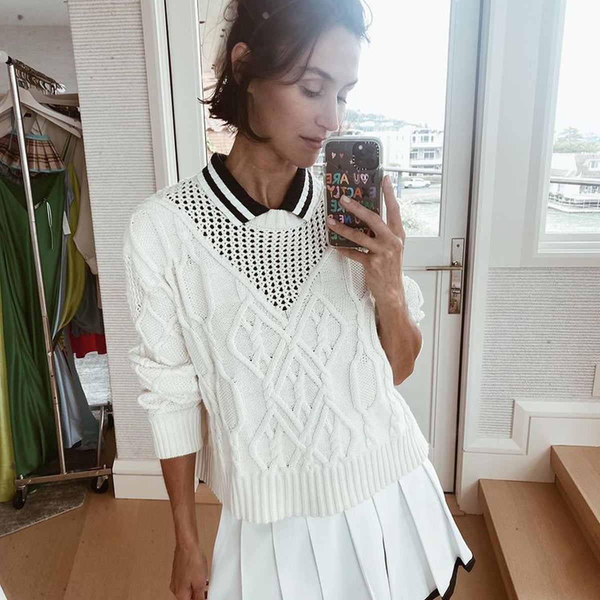 Pearled Ivory Cable Knit Sweater